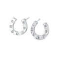 Sterling Silver Pavé Horseshoe Stud Earrings - Reeves & Reeves