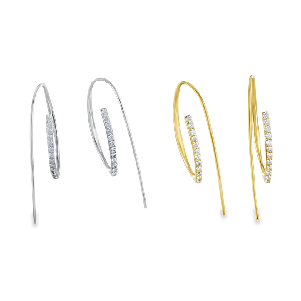 Sterling Silver Pavé 'Loop the Loop' Pull Through Earrings - Reeves & Reeves