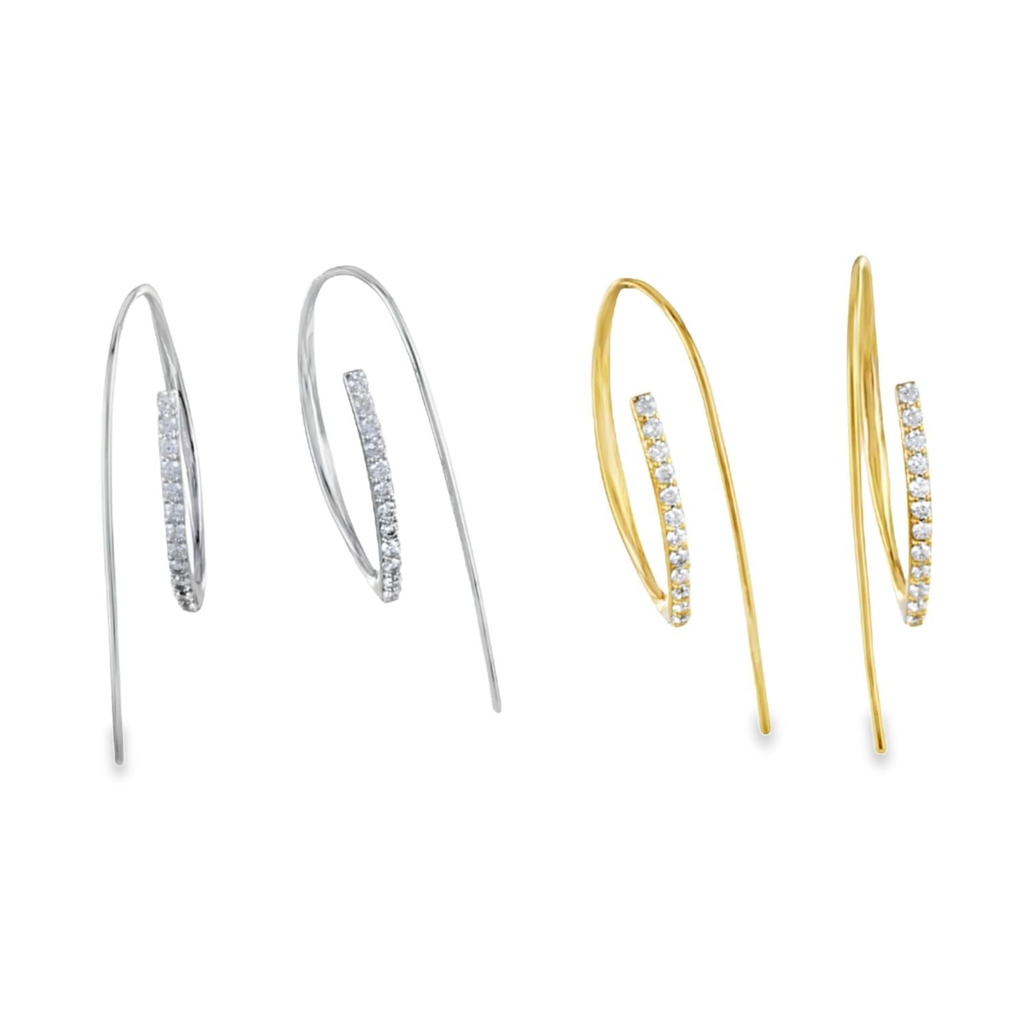Sterling Silver Pavé 'Loop the Loop' Pull Through Earrings - Reeves & Reeves