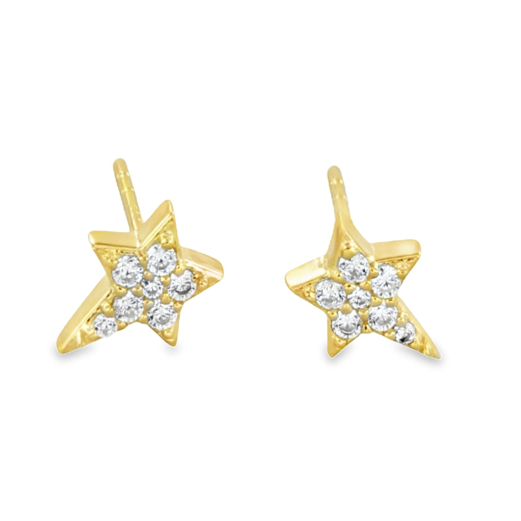 Sterling Silver Pave Star Stud Earrings - Reeves & Reeves