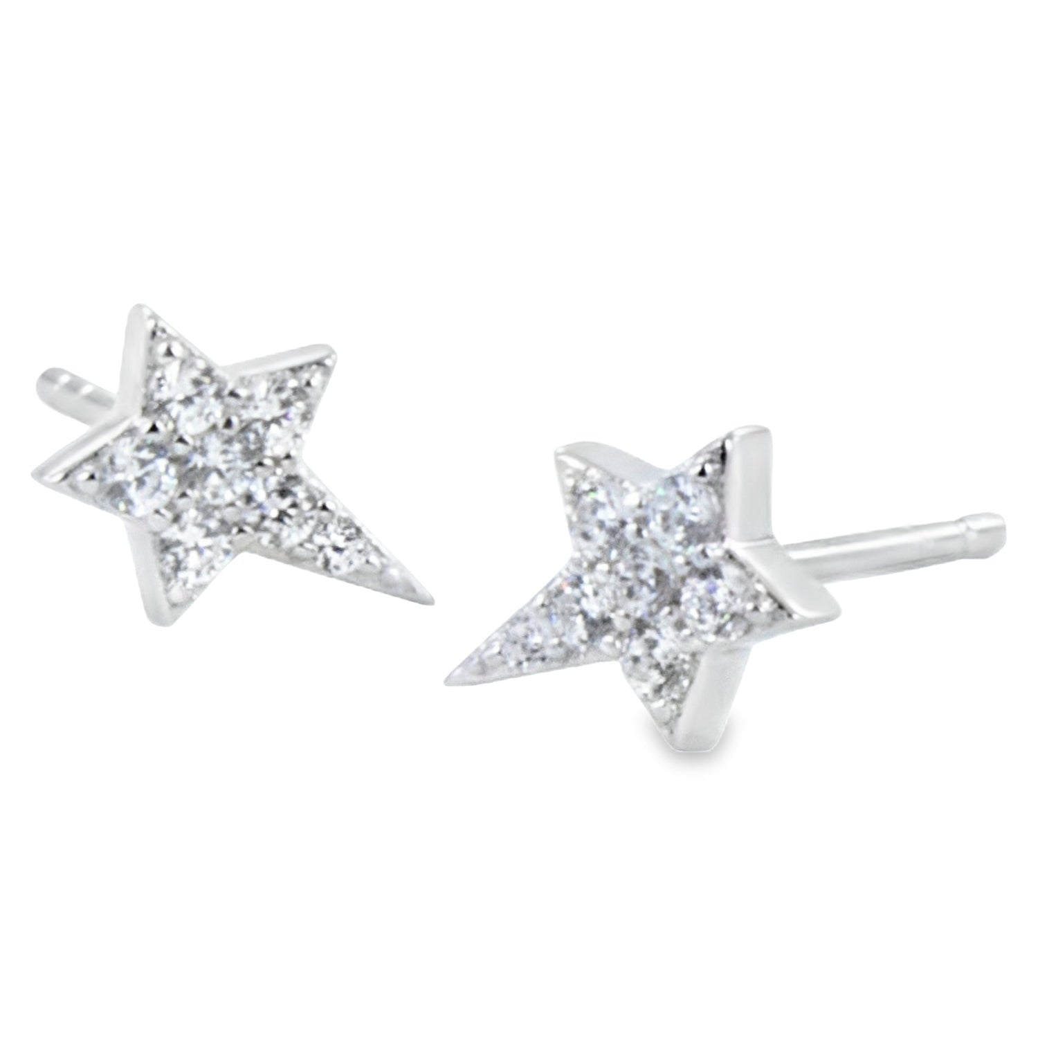 Sterling Silver Pave Star Stud Earrings - Reeves & Reeves