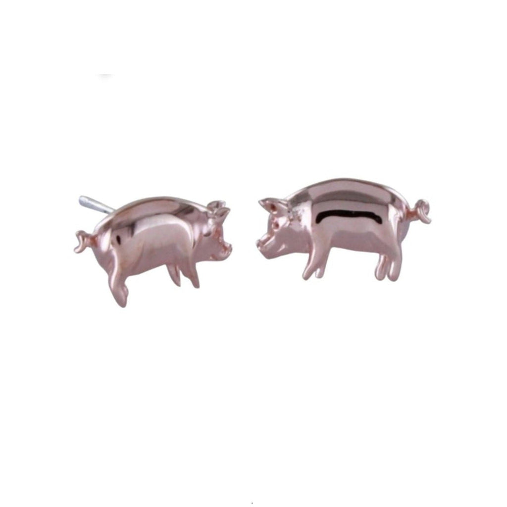 Sterling Silver Pig Stud Earrings - Reeves & Reeves