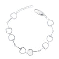A sterling silver bracelet, featuring four interlocking snaffle bits with an adjustable section and adjustable clasp.