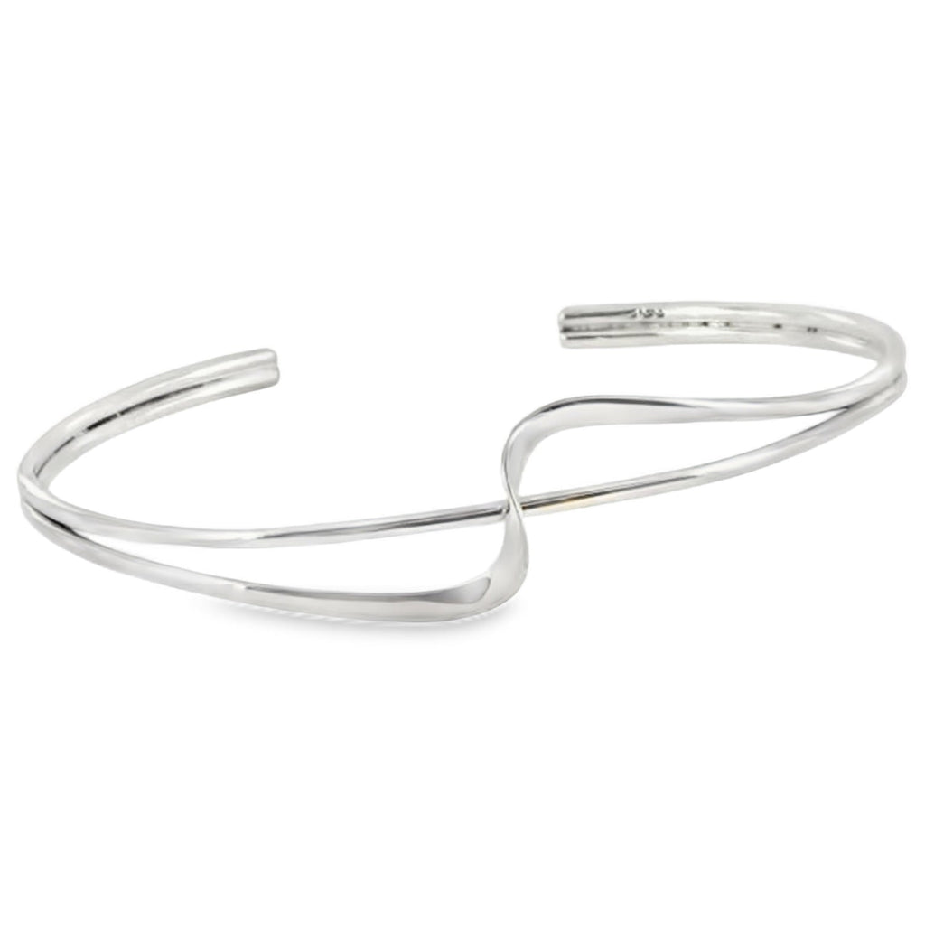 Sterling Silver Ribbon Cuff Bracelet - Reeves & Reeves