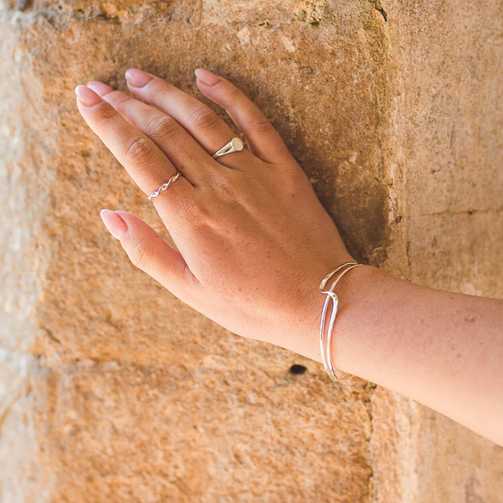 Sterling Silver Ribbon Cuff Bracelet - Reeves & Reeves