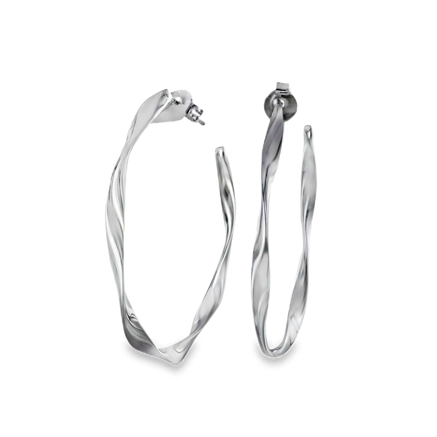 Sterling Silver Ribbon Hoop Earrings - Reeves & Reeves