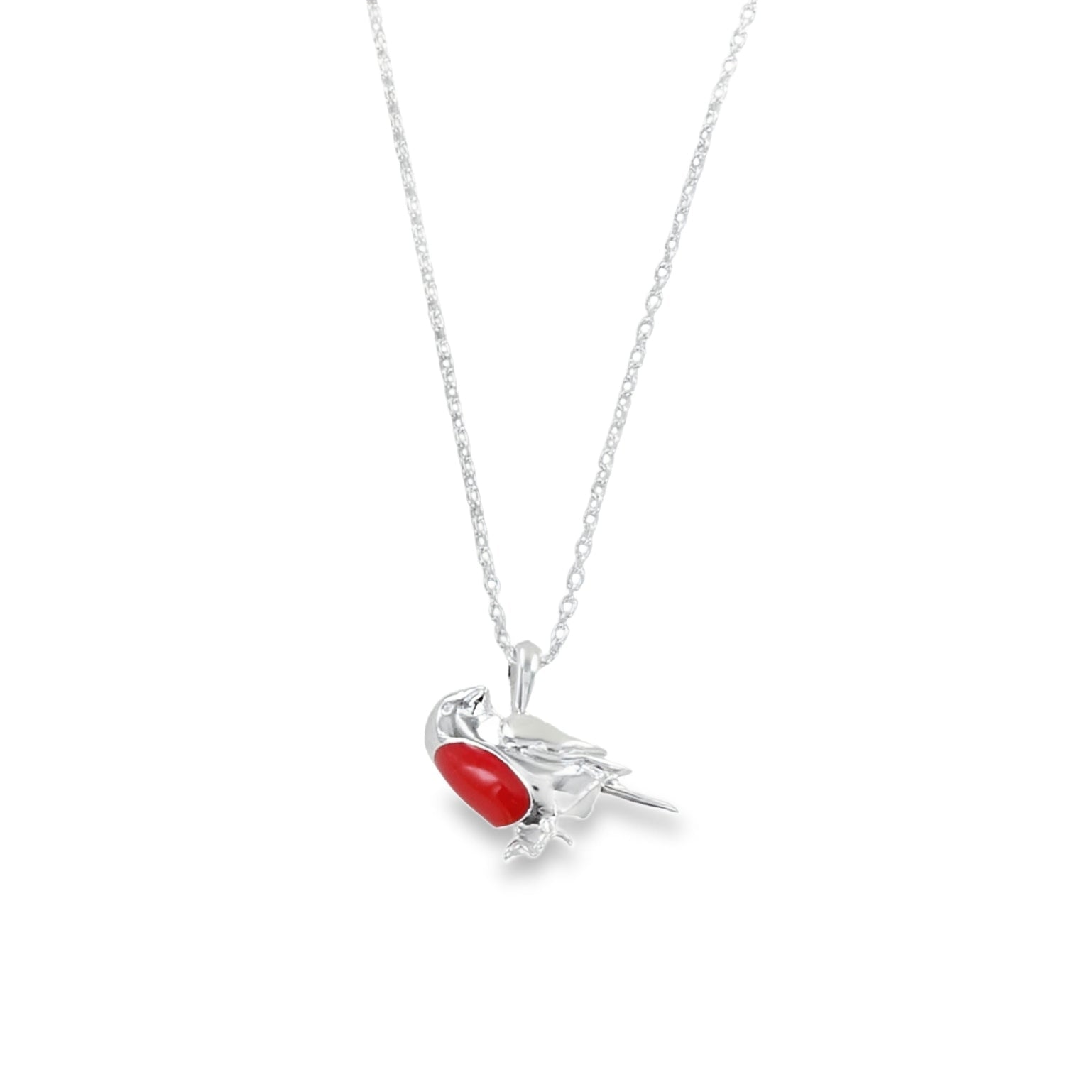 Sterling Silver Robin Red Breast Necklace - Reeves & Reeves