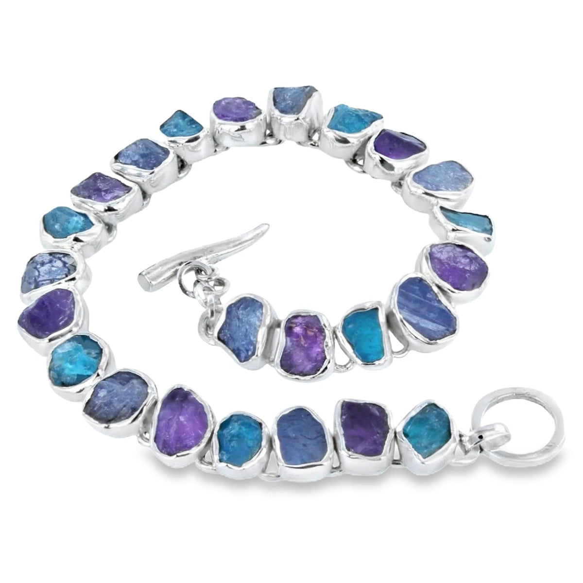 Sterling Silver Rough Blue Stones Bracelet - Reeves & Reeves