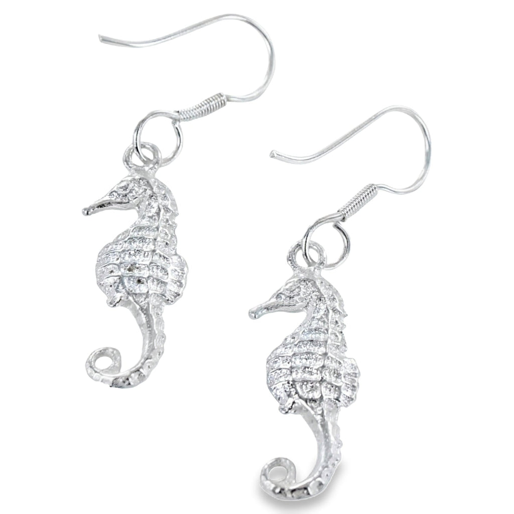 Sterling Silver Seahorse Drop Earrings - Reeves & Reeves