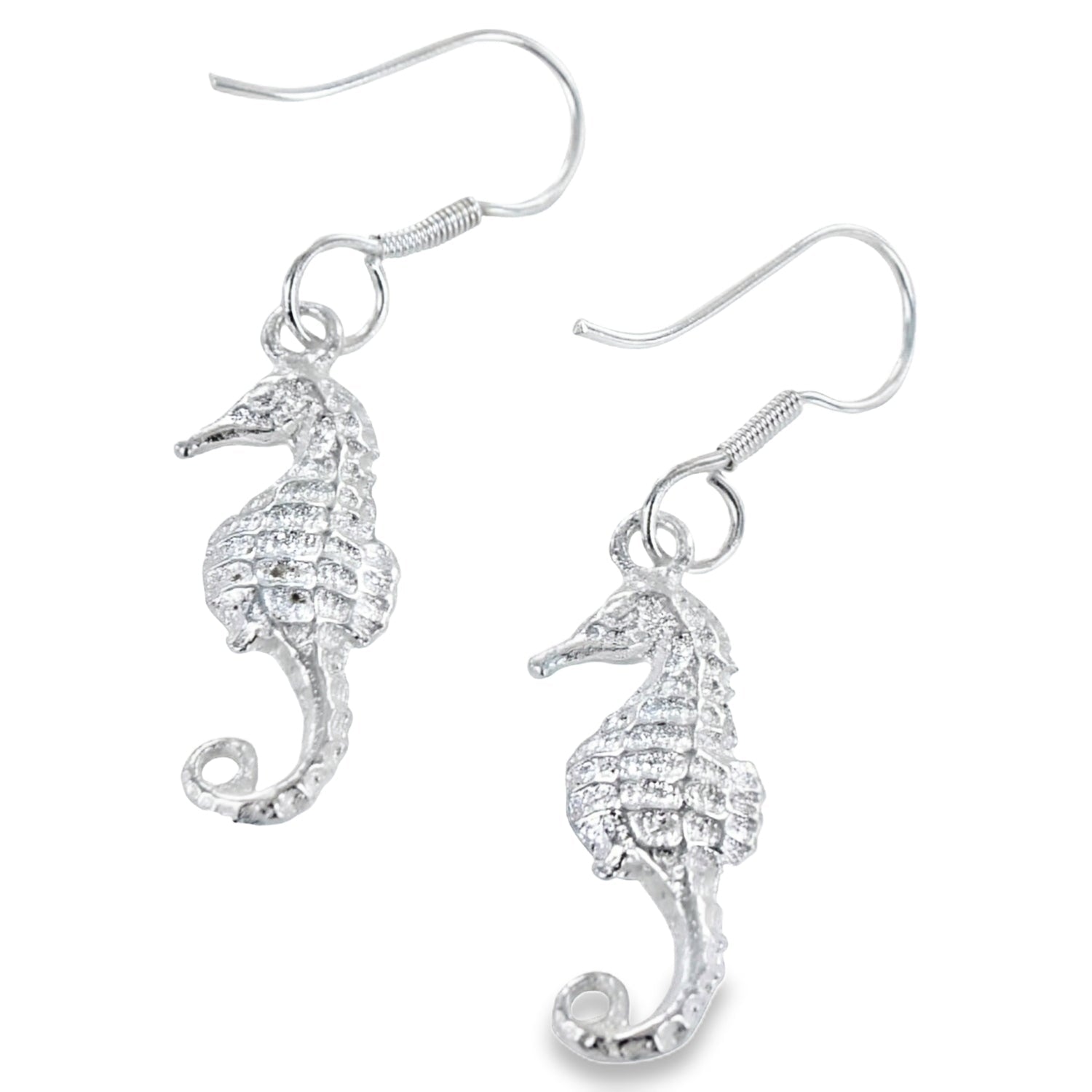 Sterling Silver Seahorse Drop Earrings - Reeves & Reeves