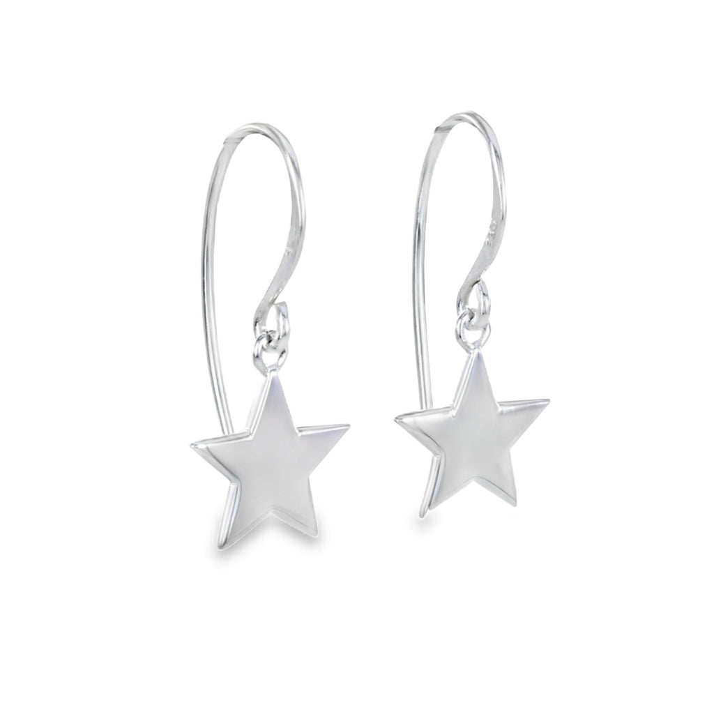 Sterling Silver Shinning Star Drop Earrings - Reeves & Reeves