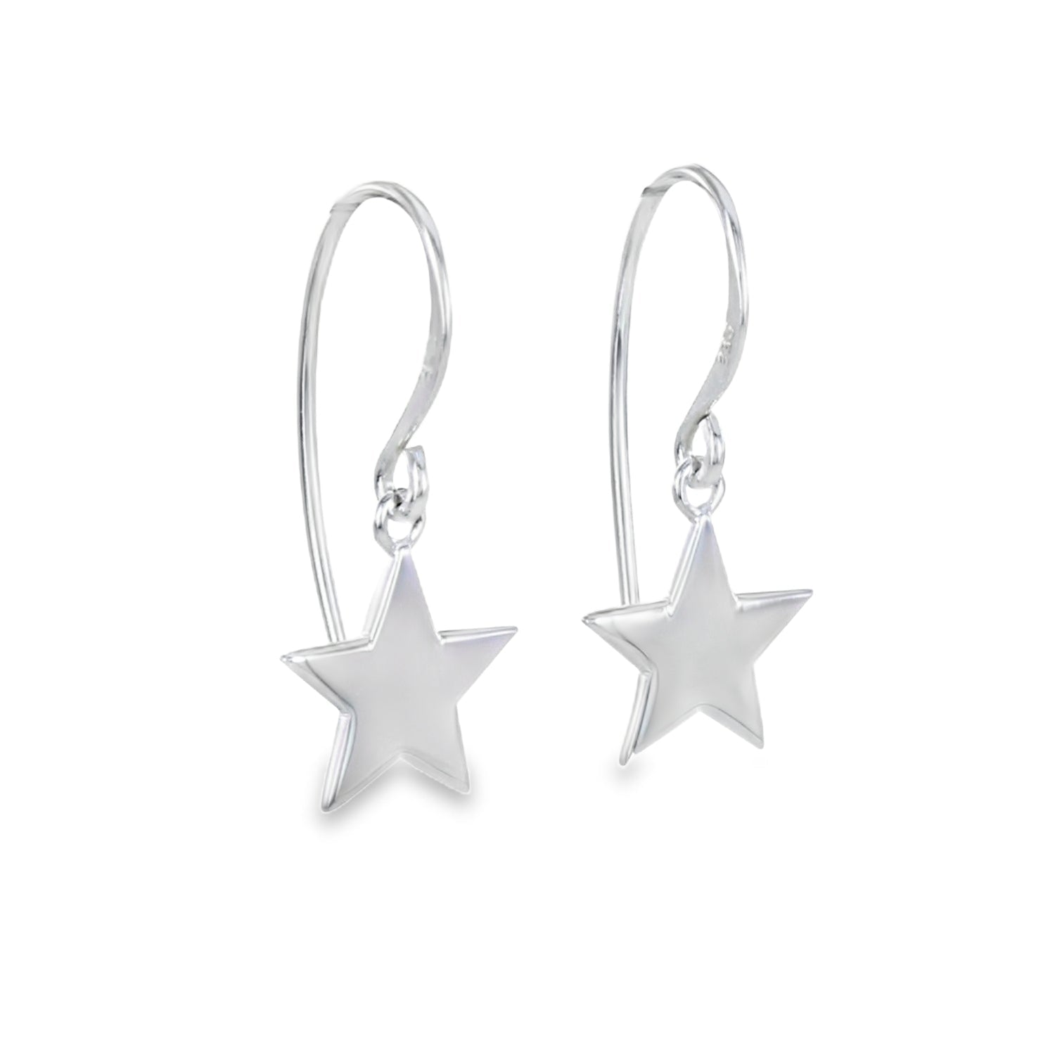 Sterling Silver Shinning Star Drop Earrings - Reeves & Reeves