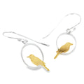 Sterling Silver Single Bird Drop Earrings - Reeves & Reeves