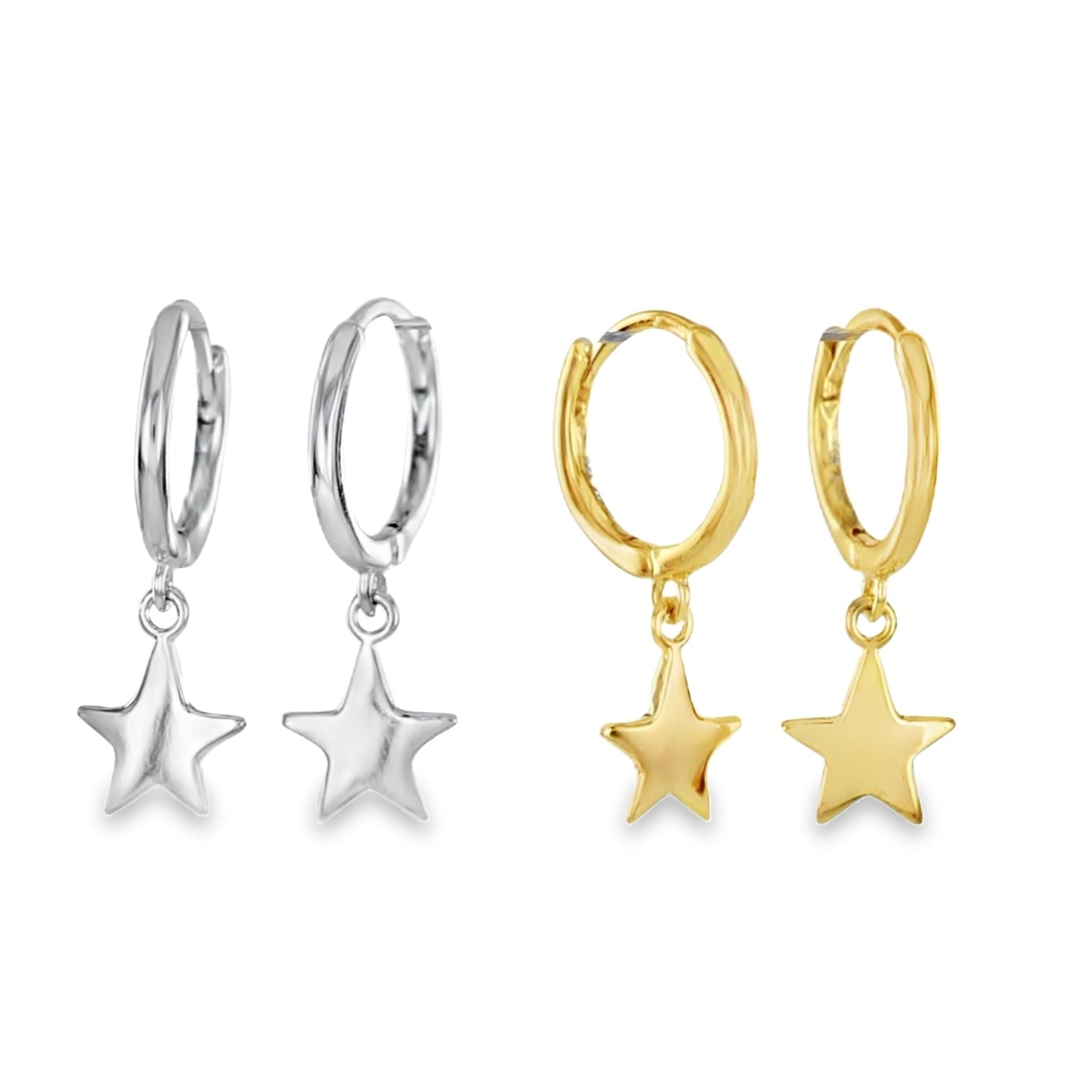 Sterling Silver Sleepy Star Hoop Earrings - Reeves & Reeves
