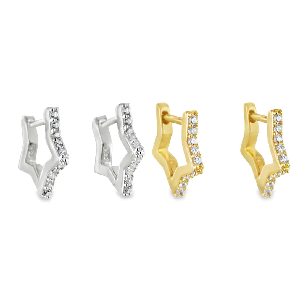 Sterling Silver Sparkle Star Huggies - Reeves & Reeves