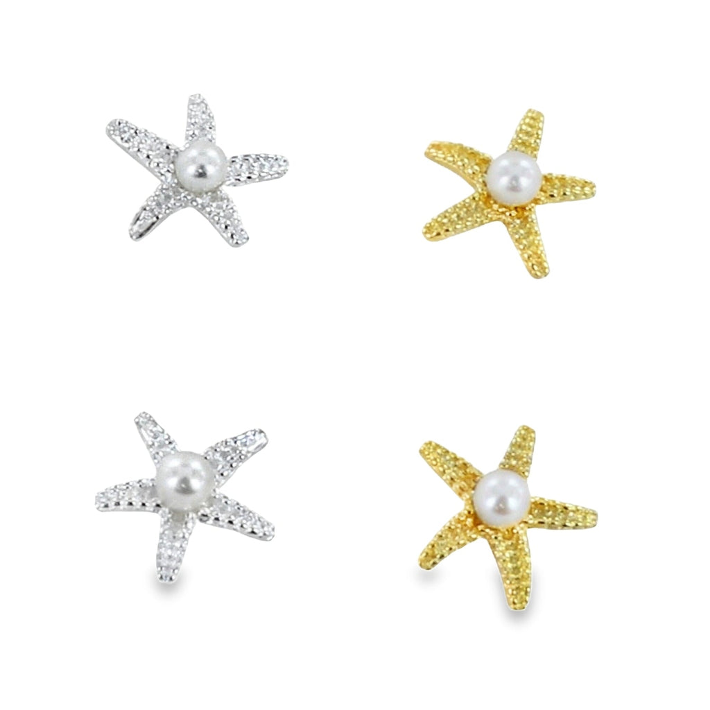 Sterling Silver Starfish Pearl Stud Earring - Reeves & Reeves