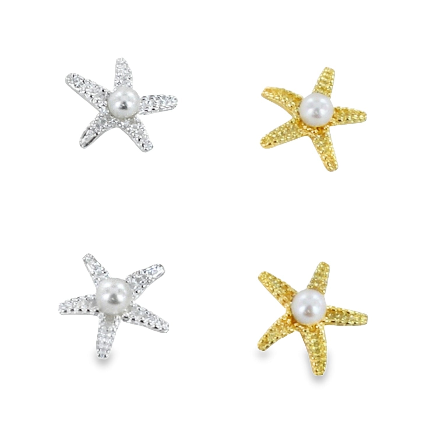 Sterling Silver Starfish Pearl Stud Earring - Reeves & Reeves