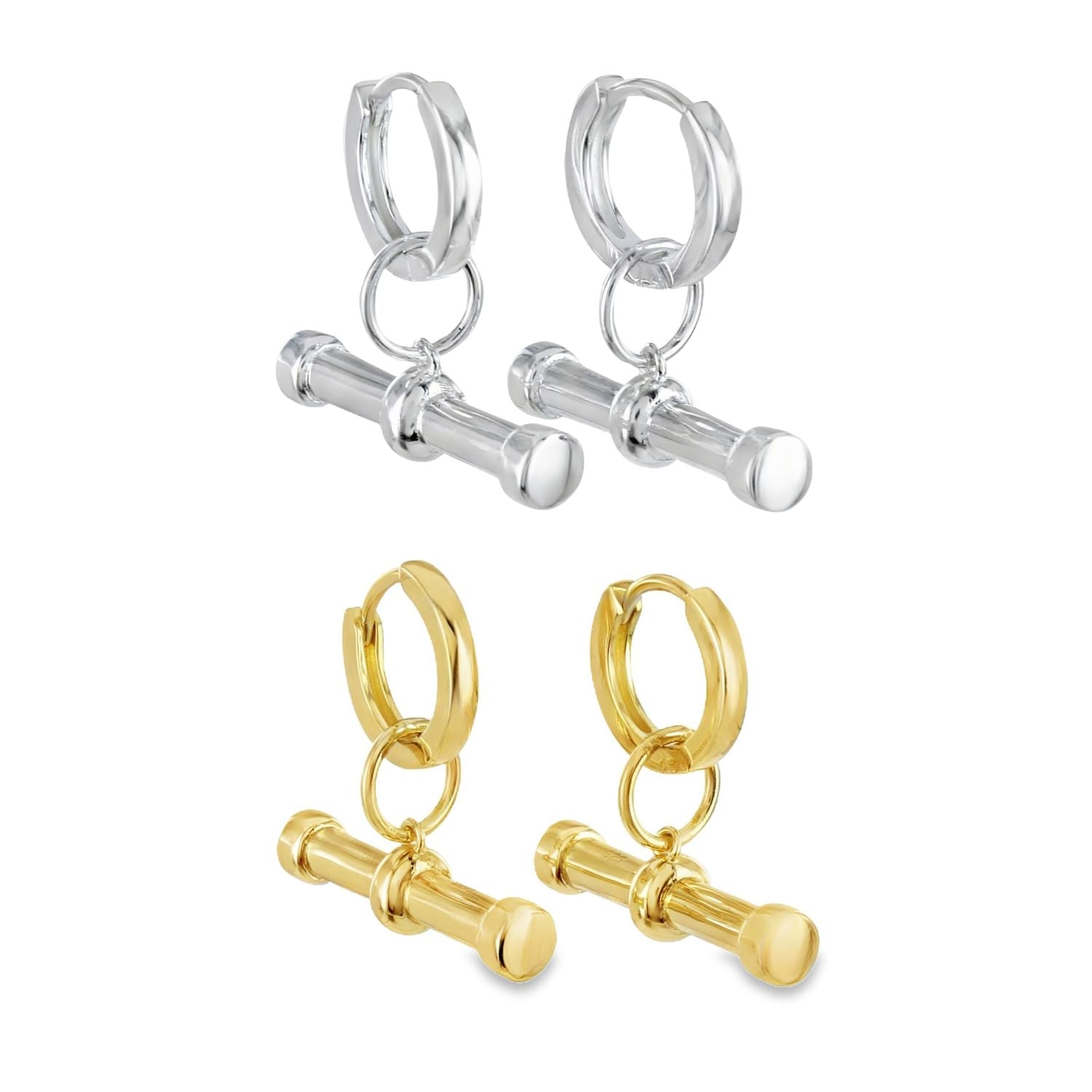 Sterling Silver T-Bar Earrings - Reeves & Reeves