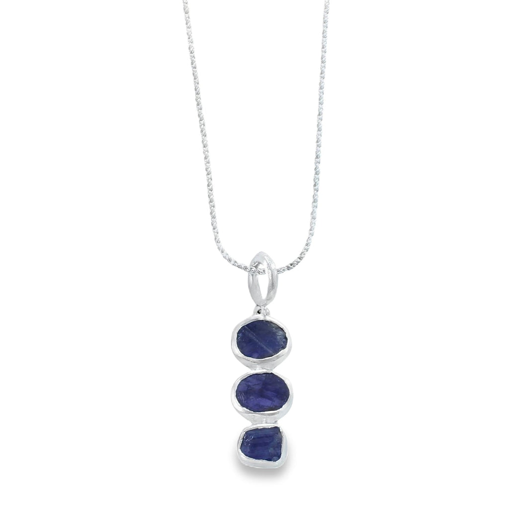 Sterling Silver Tanzanite Three Stone Necklace - Reeves & Reeves