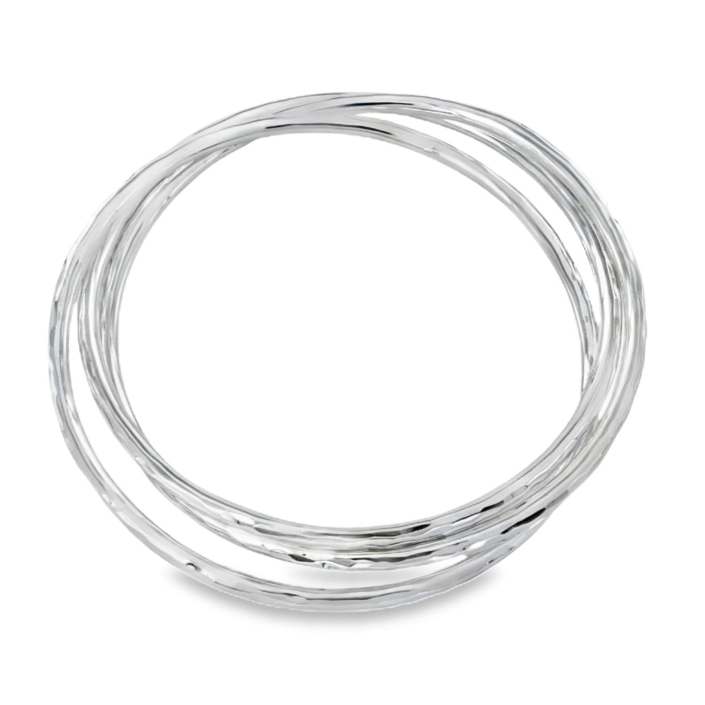 Sterling Silver Triple Hammered Bangle - Reeves & Reeves
