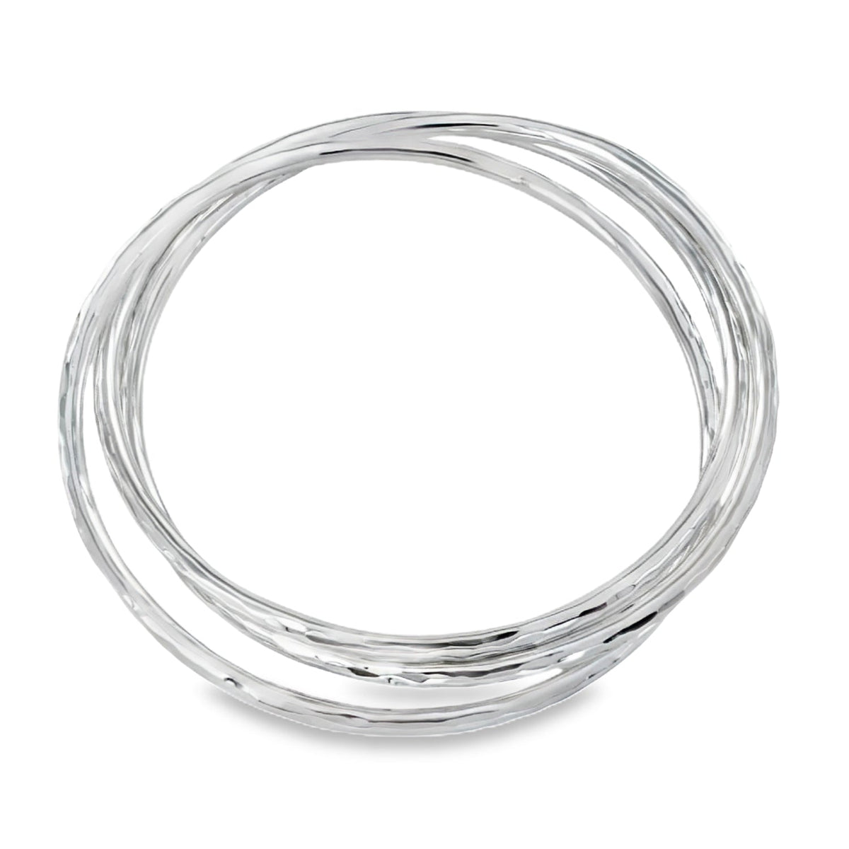 Sterling Silver Triple Hammered Bangle - Reeves & Reeves