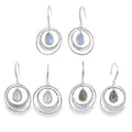 Sterling Silver Twin Ring Candy Stone Drop Earrings - Reeves & Reeves