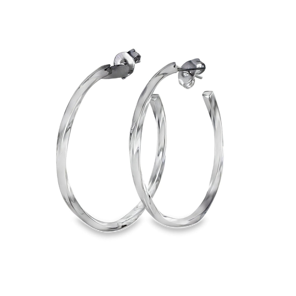 Sterling Silver Twister Hoop Earrings - Reeves & Reeves