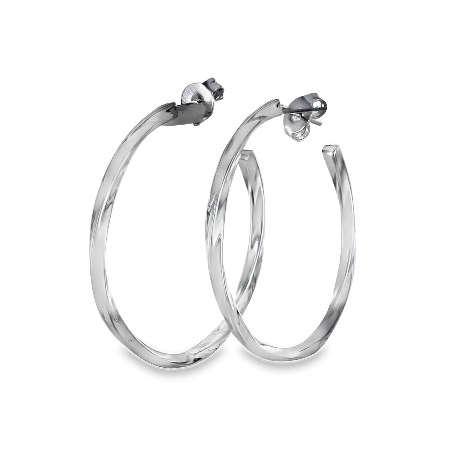 Sterling Silver Twister Hoop Earrings - Reeves & Reeves
