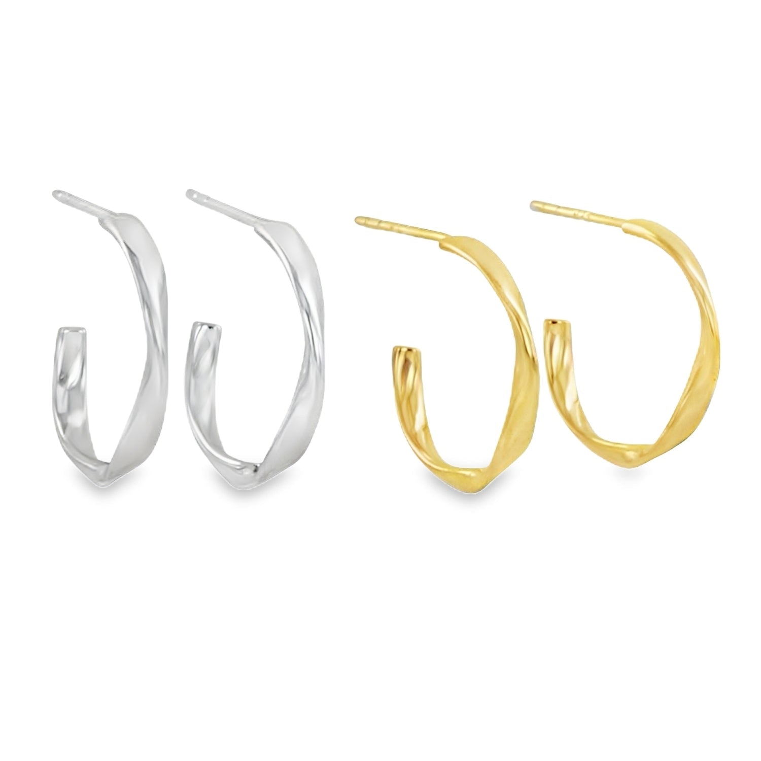 Sterling Silver Twister Hoop Earrings - Reeves & Reeves