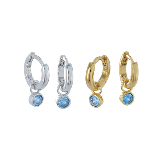 Stone Charm Hoop Earrings - Reeves & Reeves