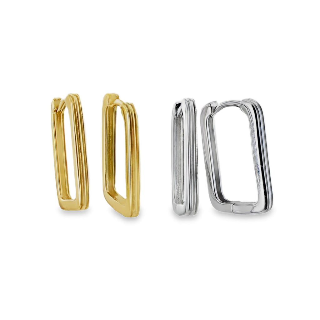 Stripe Rectangular Hoop Earrings - Reeves & Reeves