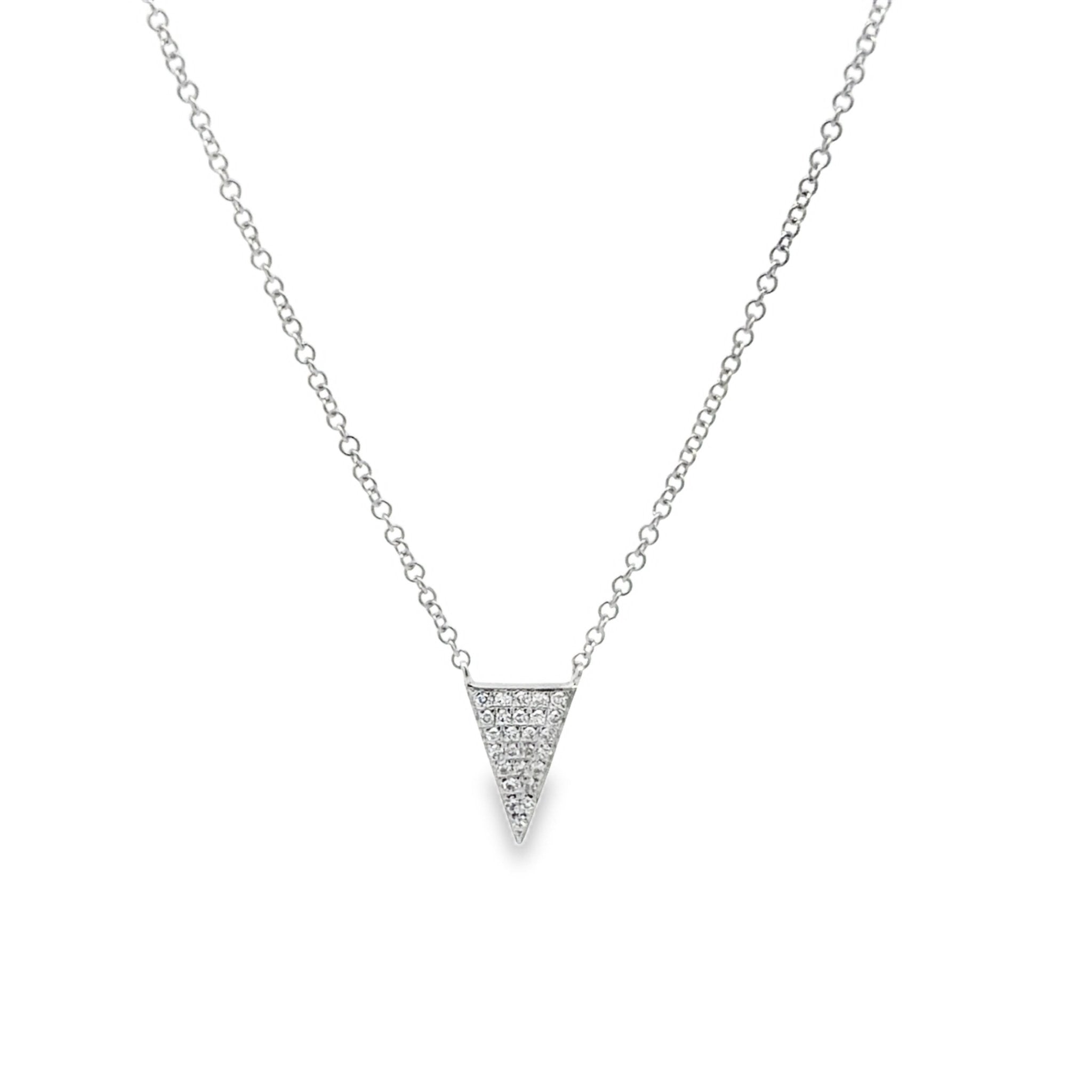 Stunning 14K Solid Gold and Diamond Triangle Design Necklace - Reeves & Reeves