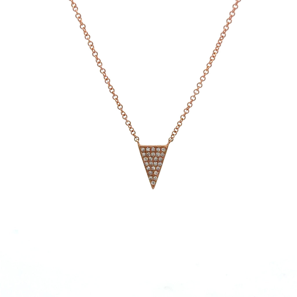 Stunning 14K Solid Gold and Diamond Triangle Design Necklace - Reeves & Reeves