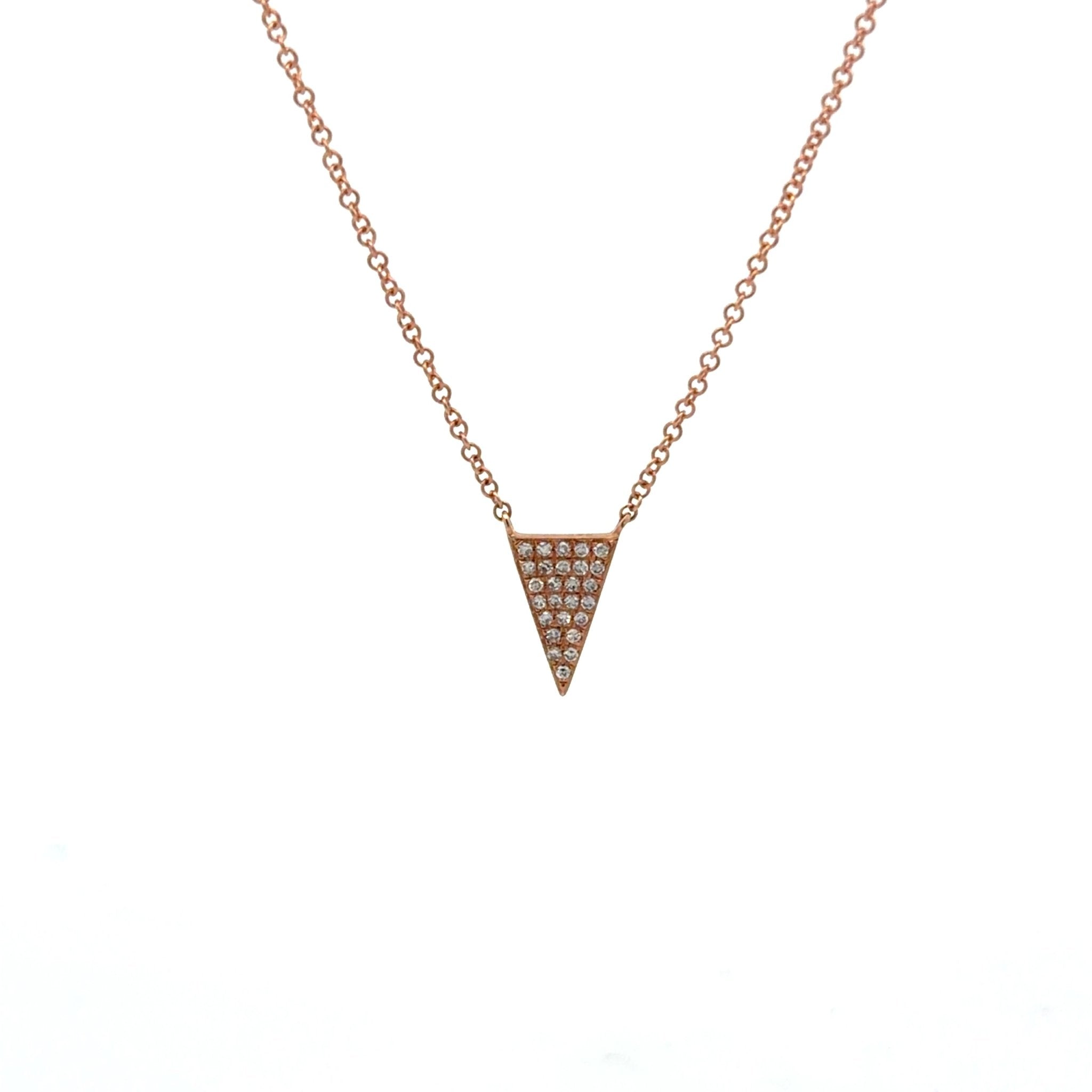 Stunning 14K Solid Gold and Diamond Triangle Design Necklace - Reeves & Reeves