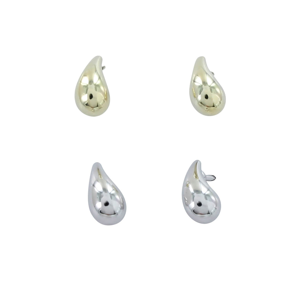 Two pairs of sterling silver Teardrop Stud Earrings, one with 18ct gold plated finish.