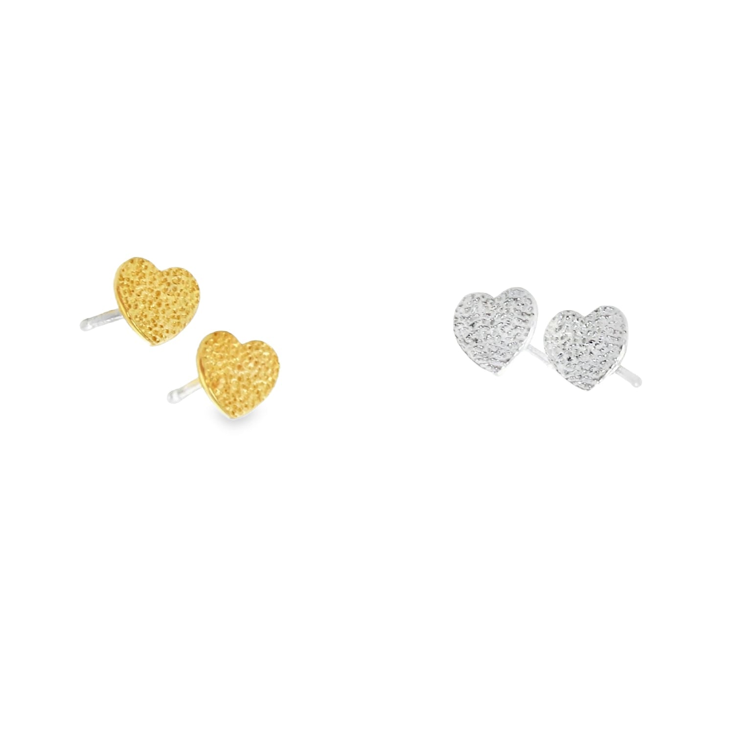 Textured Heart Stud Earrings - Reeves & Reeves