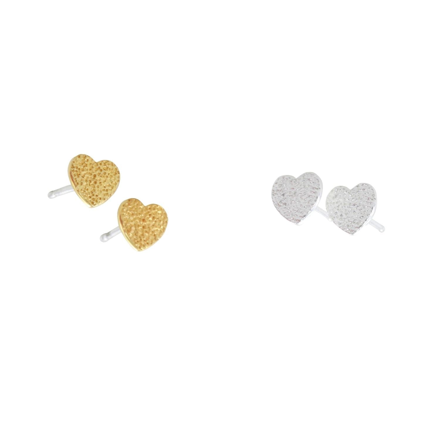 Textured Heart Stud Earrings - Reeves & Reeves