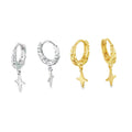 Textured Hoop and Star Sterling Silver Earrings - Reeves & Reeves