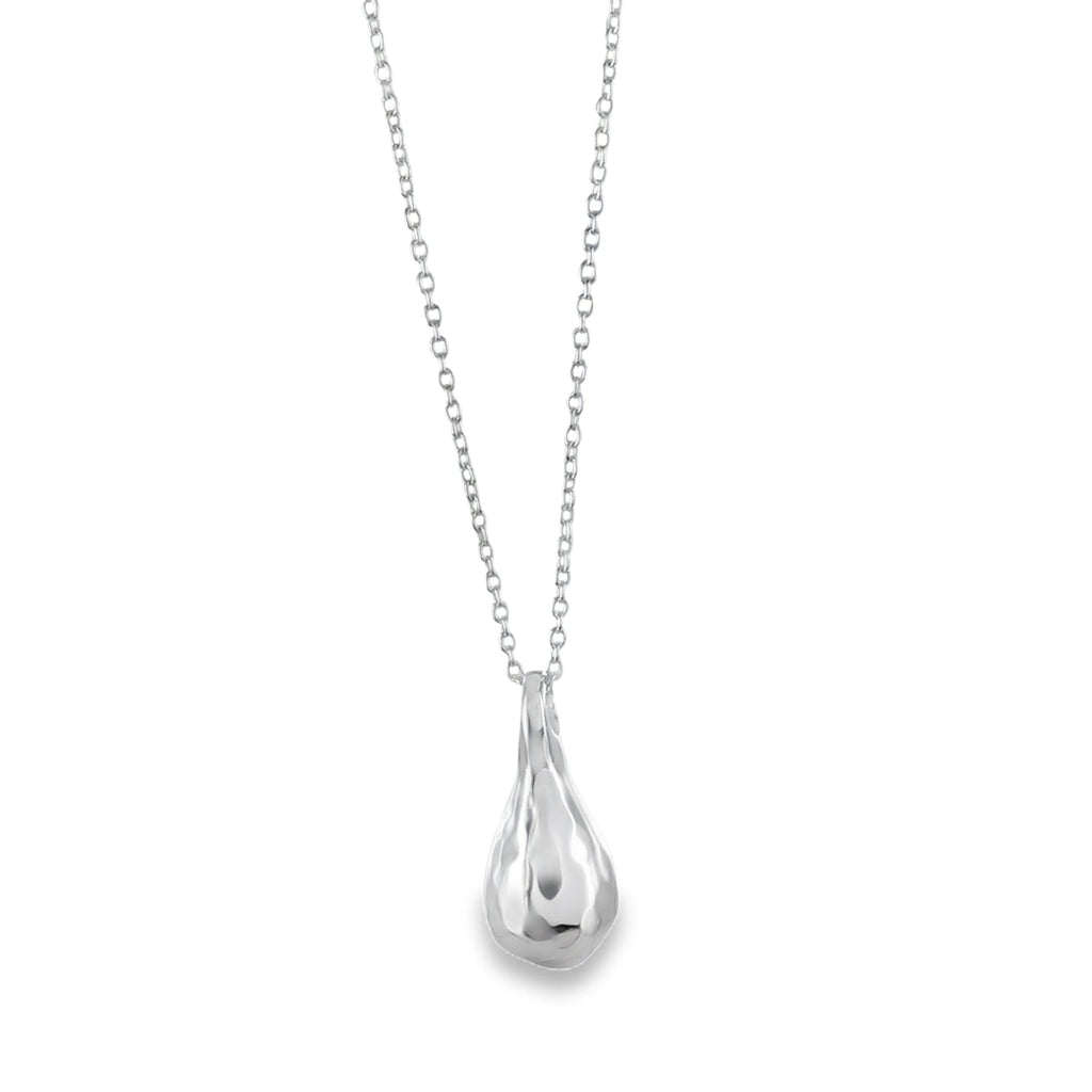 Textured Tear Drop Sterling Silver Necklace - Reeves & Reeves