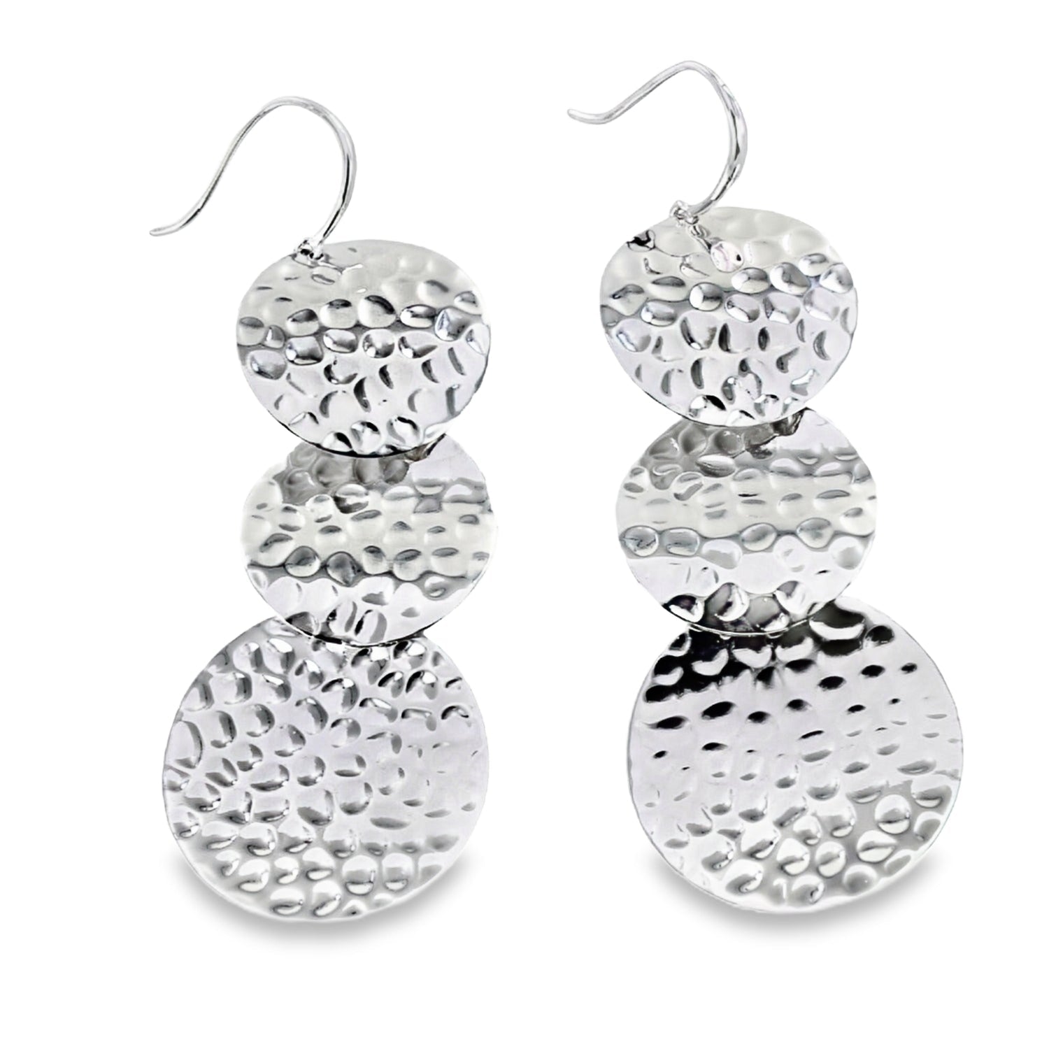 Three Coins Sterling Silver Drop Earrings - Reeves & Reeves