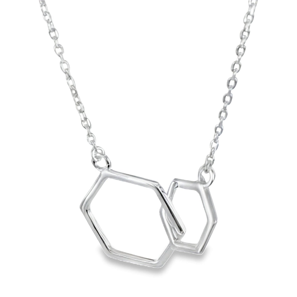 Twin Hexagons Sterling Silver Necklace - Reeves & Reeves