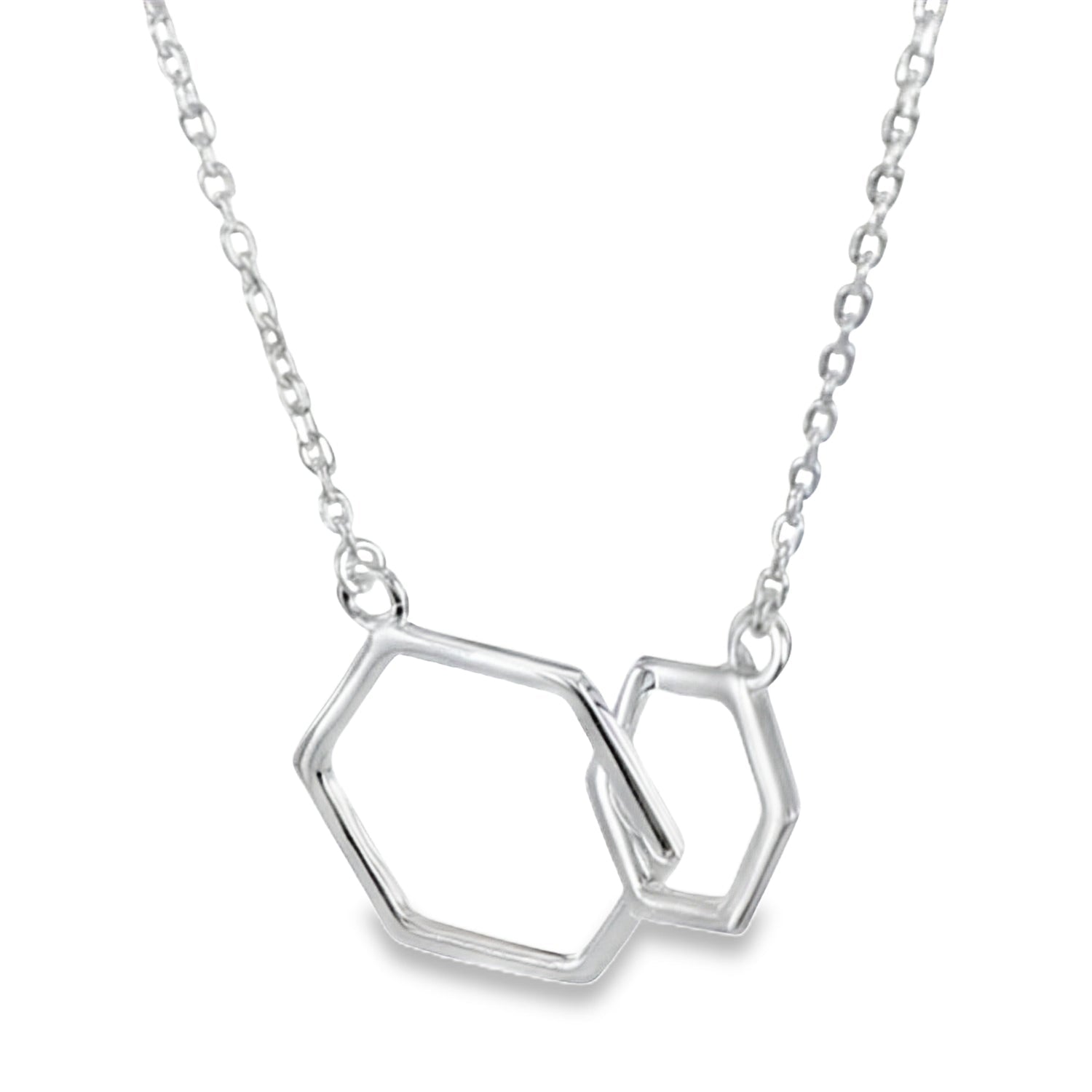 Twin Hexagons Sterling Silver Necklace - Reeves & Reeves