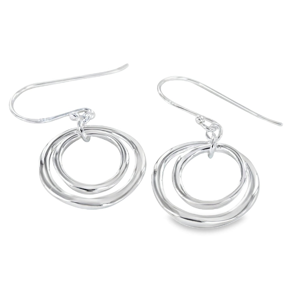 Two Ring Sterling Silver Hook Earrings - Reeves & Reeves