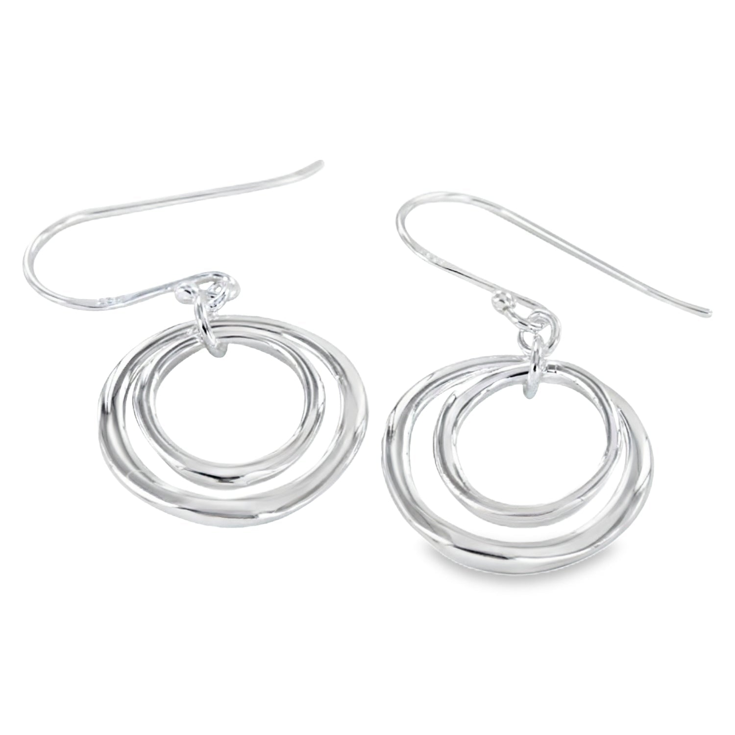 Two Ring Sterling Silver Hook Earrings - Reeves & Reeves
