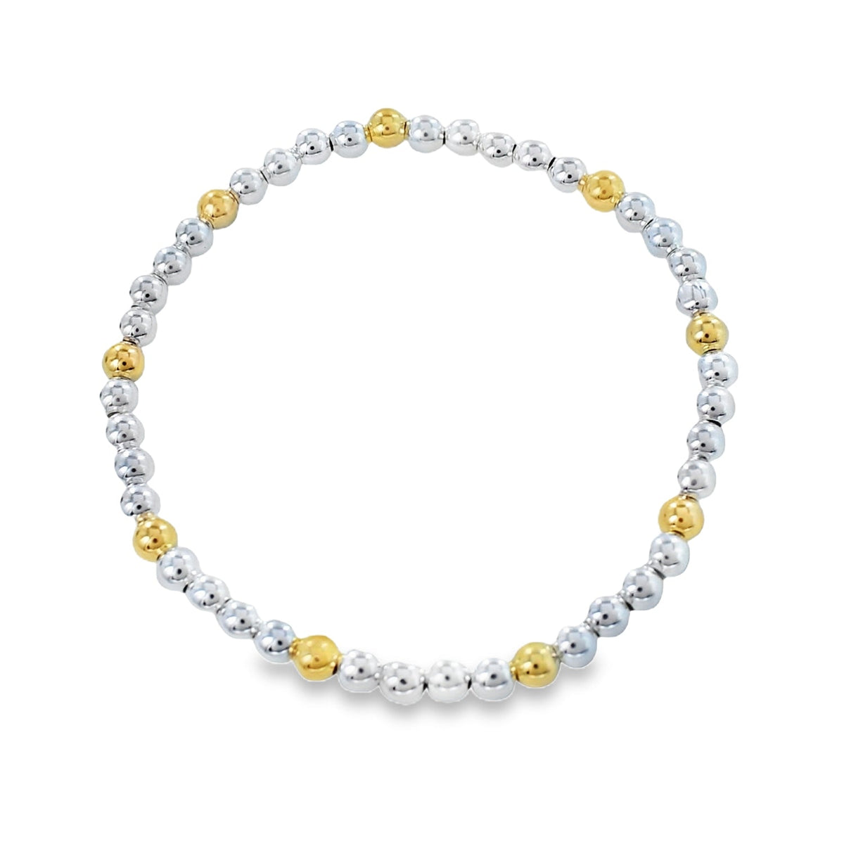 Two Tone Beaded Sterling Silver Bracelet - Reeves & Reeves