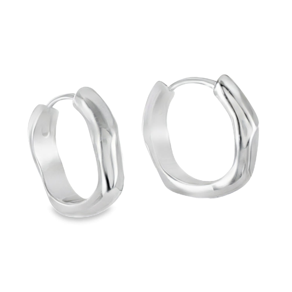 Wave Sterling Silver Hoop Earrings - Reeves & Reeves