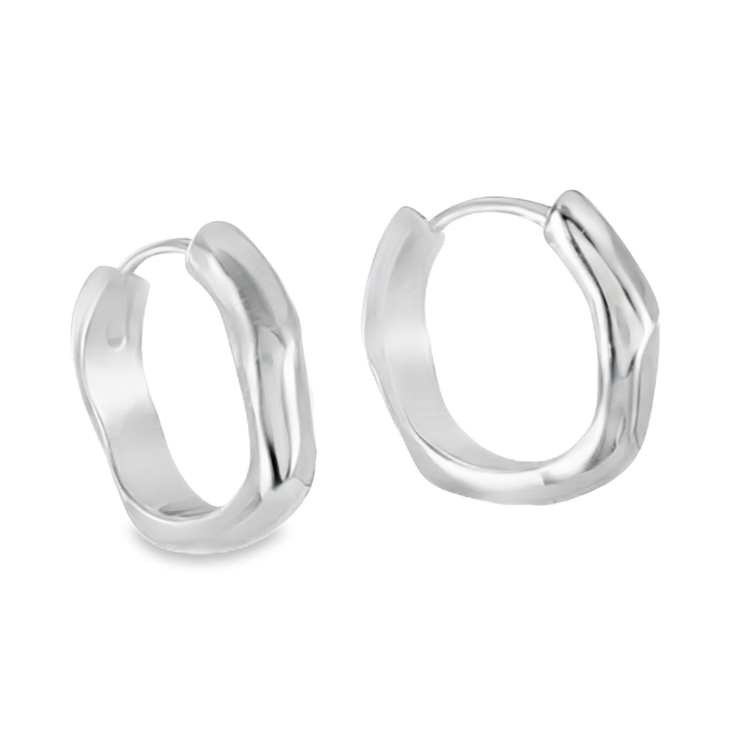 Wave Sterling Silver Hoop Earrings - Reeves & Reeves