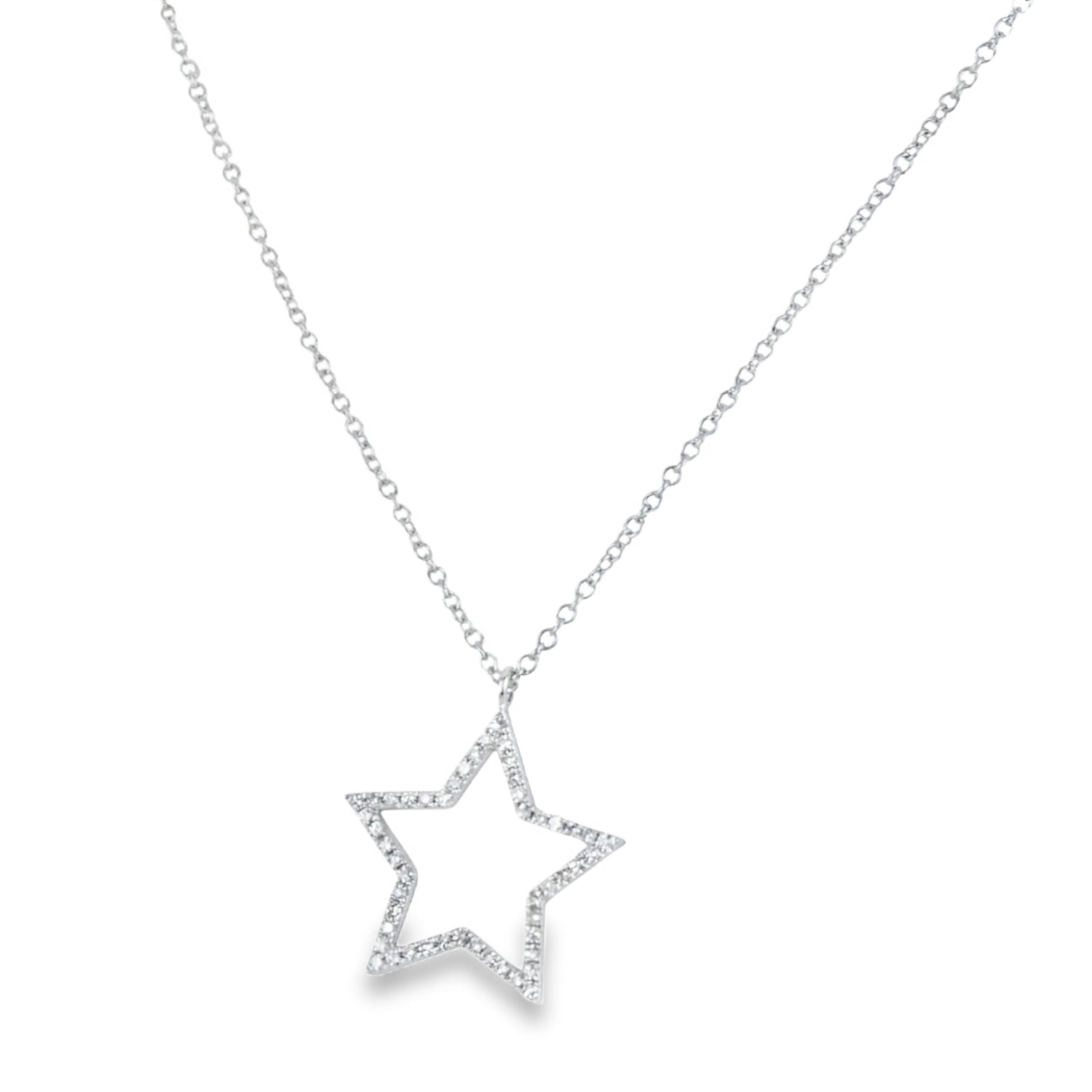 White Gold and Diamond Star Necklace - Reeves & Reeves