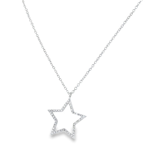 White Gold and Diamond Star Necklace - Reeves & Reeves