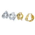 Two pairs of hoop earrings, one silver and one gold with lever back fastening.